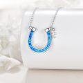 wholesale 925 Sterling Silver Blue Opal Horse Shoe Cross Pendant Necklace for Women-0-3