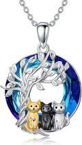 wholesale TOUPOP Cat Gifts For Women S925 Sterling Silver 1-3 Cats Necklace Crysal Pendant, Christmas Gifts For Women Mom Grandma Wife -0-0