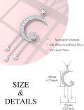 wholesale 18K White Gold Plated Sterling Silver Moissanite Diamond Moon and Star Necklace with Zircons, 0.5ct D Color VVS1-0-3