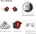 wholesale 925 Sterling Silver Football Design Stud Earrings with Black Claws and Red Enamel Sporty Gift Idea-0-2