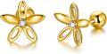 wholesale 14K Gold  Daisy Flower Stud Earrings with Cubic Zirconia - Delicate Fine s for Her-0-0