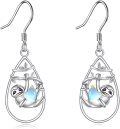 wholesale 925 Sterling Silver Sloth Dangle Earrings with Opalite Stone - Christmas Gift for Her-0-0