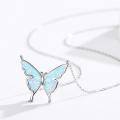 wholesale 925 Sterling Silver White Fire Opal Butterfly Pendant Necklace Minimalist Fine s for Her-0-3