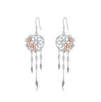 wholesale 925 Sterling Silver Dreamcatcher Earrings Wholesale With Rose Gold And Pink Gemstones-March