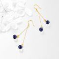 wholesale  Solid Gold 14K Freshwater Pearl Threader Tassel Dangle Earrings ( chars)-0-8