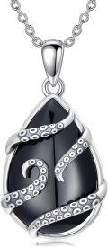 wholesale Black Onyx Necklace 925 Sterling Silver Hummingbird/dragonfly/butterfly/snake/octopus Pendant Teardrop Onyx Jewelry Birthday Christmas Gifts For Women -0-0