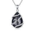 TOUPOP Sterling Silver Onyx Hummingbird Dragonfly Butterfly Snake Octopus Pendant Necklace-0-0