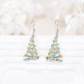wholesale 925 Sterling Silver Christmas Tree Shape Colorful Crystal Leverback Earrings s for Women Girls-0-2