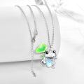 wholesale 925 Sterling Silver Green Leaf Heart Frog Pendant Necklace-0-2