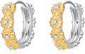 wholesale 925 Sterling Silver Gold Plated Daisy Flower Huggie Hoop Earrings for Women and Girls 2 Pairs Set-0-0