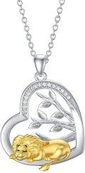 wholesale 925 Sterling Silver Tree of Life Necklace with Cute Lion Pendant for Women Jewelry-0-0