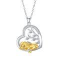 wholesale 925 Sterling Silver Sleeping Lion Heart Pendant Necklace-0-0