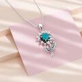 wholesale 925 Sterling Silver Turquoise Stone Flower Pendant Necklace for Women Western Style s-0-2