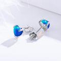 wholesale 925 Sterling Silver Blue Opal Heart Studs & Necklaces Set for Women - Hypoallergenic -0-1