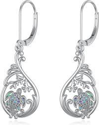 wholesale 925 Sterling Silver Abalone Shell Sea Turtle Drop Earrings-Turtle