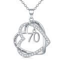 TOUPOP Sterling Silver & Stone Forever Love Heart Pendant 70th Birthday Necklace-0-0
