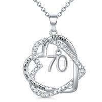 TOUPOP Sterling Silver & Stone Forever Love Heart Pendant 70th Birthday Necklace-undefined