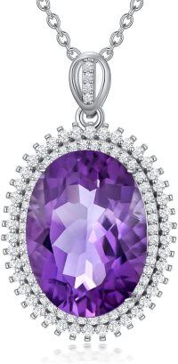 wholesale 925 Sterling Silver & Sparkling Purple Amethyst Crystal Pendant Necklace - 18 Cable Chain, Hypoallergenic, Gift for Women-Amethyst X