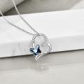 wholesale 925 Sterling Silver Mother's Day Gift Blue Butterfly Crystal Heart Pendant Necklaces for Women I Love You Forever s-0-4