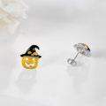 wholesale 925 Sterling Silver 925 Jack-o'-Lantern Witch Hat Stud Earrings for Halloween-0-1