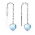 wholesale 925 Sterling Silver Heart-Shaped Rainbow Moonstone Threader Dangle Earrings for Women-0-0