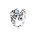 TOUPOP Sterling Silver Turquoise Adjustable Vintage Boho Spoon Ring-0-0