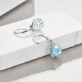 wholesale 925 Sterling Silver Teardrop Earrings Wholesale With Blue Gemstone And Scroll Design-0-26