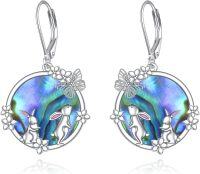 wholesale S925 Sterling Silver Abalone Shell Bunny Earrings with Butterfly & Flowers, Cute Rabbit Dangle Jewelry for Women-Bunny