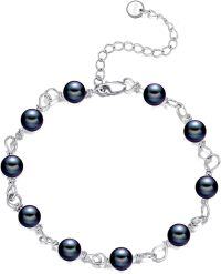 wholesale Sterling Silver Pearl Bracelet for Women Friends Daughter Sisters-Black Pearl Bracelet