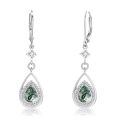 wholesale 925 Sterling Silver Square Moonstone Drop Earrings White Gold Plated Huggie Hoops For Women-0-1