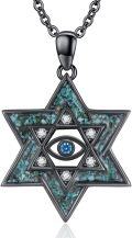 wholesale 925 Sterling Silver Blue Stone Eye Star of David Pendant Necklace Judaica Gift for Her-0-0