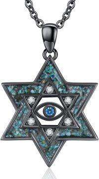 wholesale 925 Sterling Silver Blue Stone Eye Star of David Pendant Necklace Judaica Gift for Her-Evil Eye