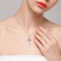 wholesale 925 Sterling Silver White Gold Plated Celtic Cross Heart Citrine Pendant Necklace-0-31