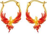 wholesale 925 Sterling Silver Red Phoenix Hoop Earrings for Women-Phoenix Hoop Earrings