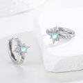 wholesale 925 Sterling Silver Moonstone Sun & Star Huggie Hoop Earrings for Women-0-1