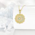 wholesale 925 Sterling Silver Plated Gold- Compass Rose Pendant Necklace with Cubic Zirconia and Chain - Elegant  for Her-0-1