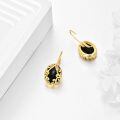 wholesale 925 Sterling Silver Black Onyx Gold Plated Filigree Earrings-0-3