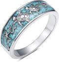wholesale TOUPOP Turquoise Rings For Women 925 Sterling Silver Promise Engagement Statement Boho Vintage Finger Antique Turquoise Ring Jewelry Gift For Women Christmas Birthday -0-0