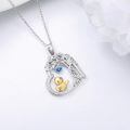 wholesale 925 Sterling Silver Necklace With Golden Chick Pendant And Blue Heart Charm-0-2