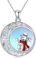 wholesale 925 Sterling Silver Snowman & Snowflakes Christmas Pendant Necklace  for Women-0-0