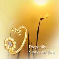 wholesale 14K Gold Adjustable Bee and Daisy Flower Open Ring  for Women Her-0-33
