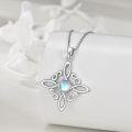 wholesale 925 Sterling Silver Moonstone Onyx Obsidian Witch's Knot Pendant Necklace-0-1