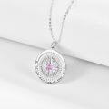 wholesale 925 Sterling Silver Compass Birthstone Necklace - 24mm, 18-20 Chain, Hypoallergenic, Gift for Women-0-2