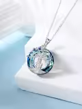TOUPOP Sterling Silver Crystal Tree Of Life 2 Sisters Holding Hands Necklace-0-3