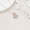 wholesale 925 Sterling Silver Cherry Blossom Heart I Love You Sister Pendant Necklace-0-4