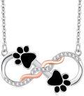 wholesale 925 Sterling Silver Infinity Black Enamel Dog Paw Print Heart Pendant Necklace for Women-0-0