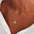 wholesale 14K Gold Lotus Flower Pendant Necklace with Cubic Zirconia - Yoga s for Women-0-5