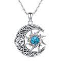 wholesale 925 Sterling Silver Moon And Sun Necklace With Turquoise Stone-0-0