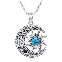 wholesale 925 Sterling Silver Moon And Sun Necklace With Turquoise Stone-Witches Knot