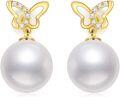 wholesale 14K Gold Freshwater Pearl Butterfly Infinity Stud Earrings for Women Gifts-0-0
